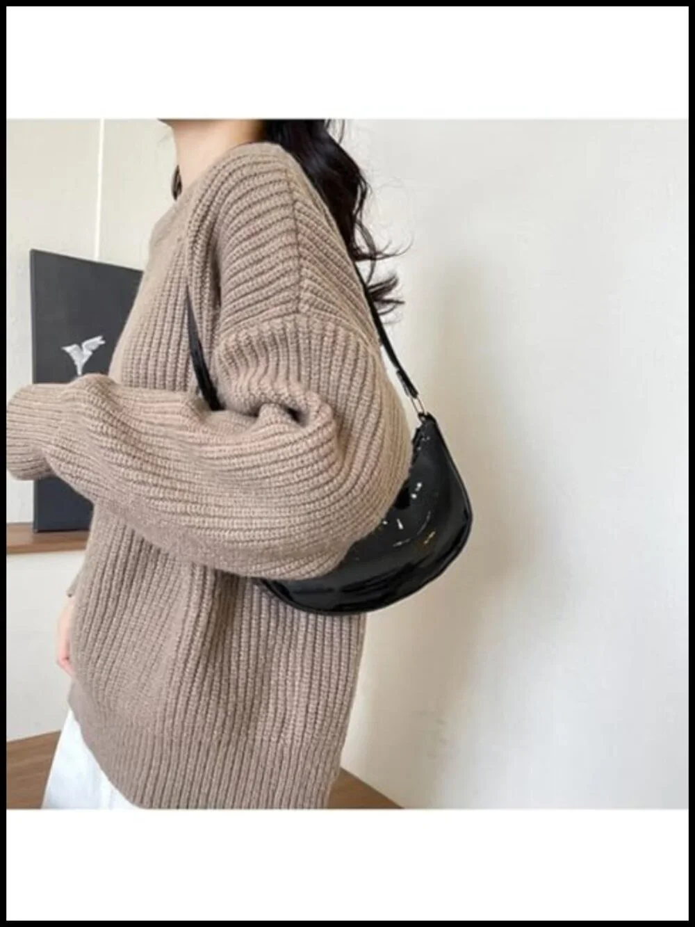 Patent Vegan Leather Clutch Hobo Shoulder Bag Mini Underarm